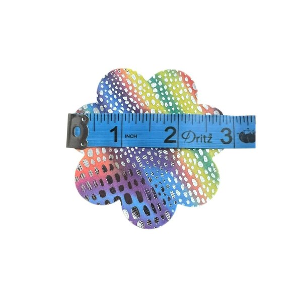 Holographic Rainbow Flower Shaped Disposable Nipple Covers Pasties Set Of 2 - Picture 5 of 5